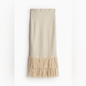 nwt H&M Edition Fringe Trim Bouclé Maxi Skirt Light Beige Size S Small